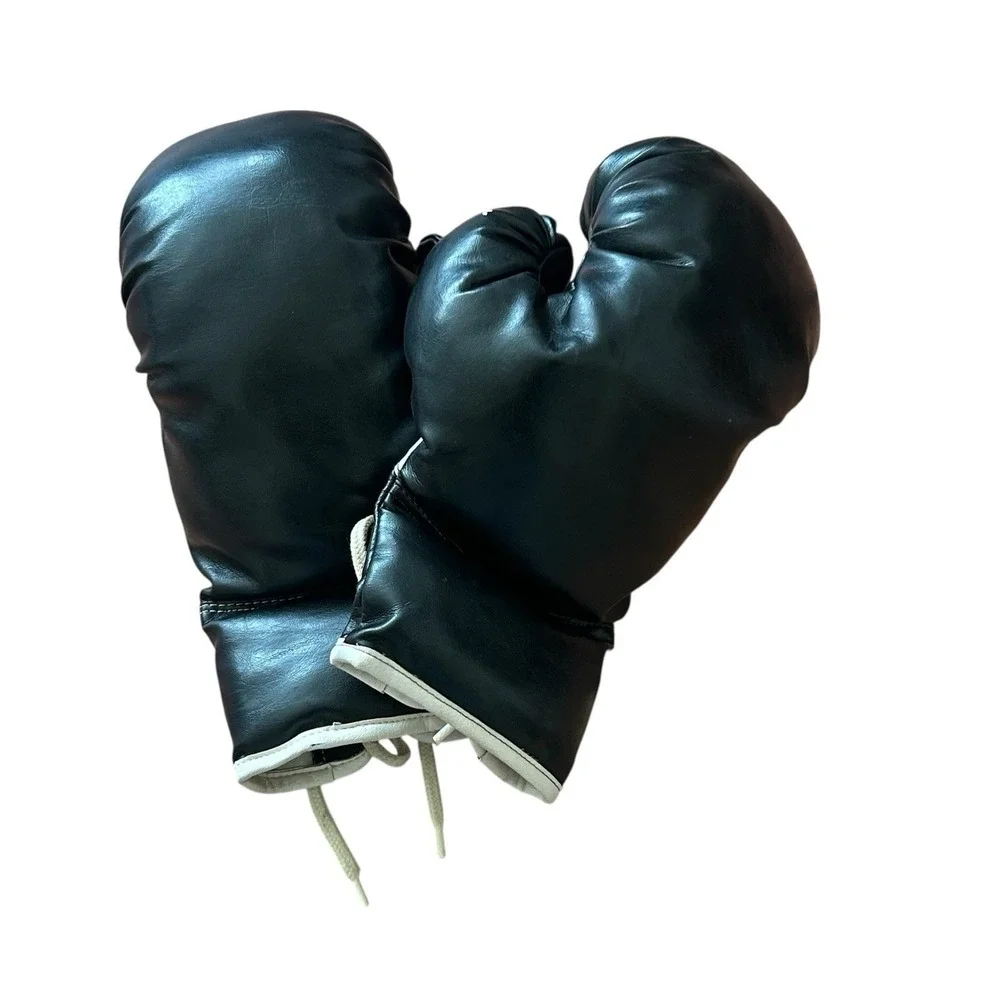 Vintage Children's Black Leather‎ Boxing Gloves Kids Training Sports